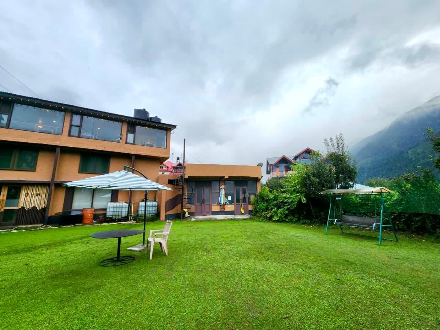 Garden with mountains